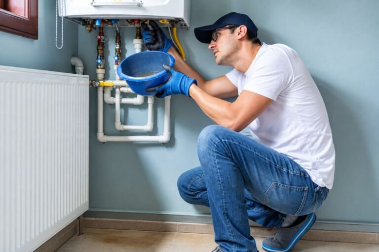 Residential furnace inspection showing a technician evaluating furnace repair in Lenexa KS.